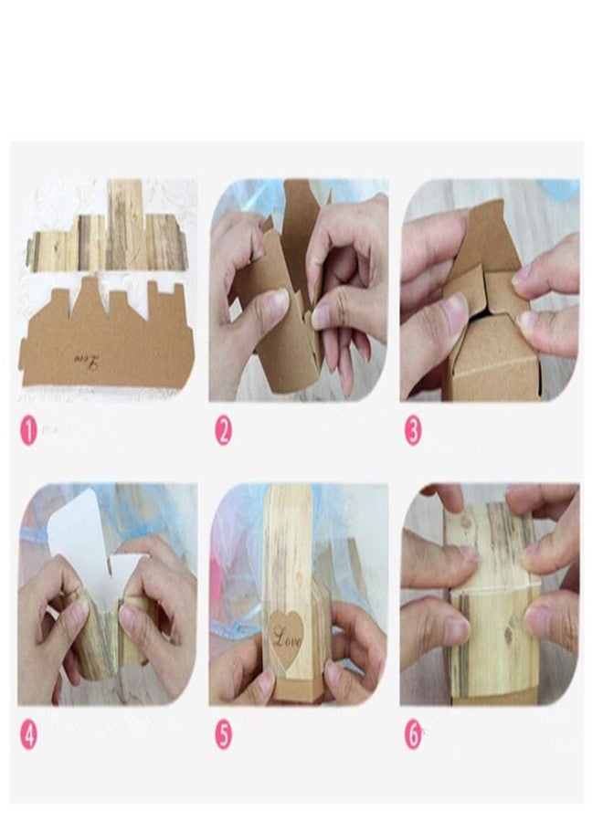 كوبو علب هدايا حلوى من كوبو، 50 قطعة، مصنوعة من ورق كرافت عتيق مع خيوط من الخيش، أكياس هدايا على شكل قلب مقلد لحاء الشجر، مناسبة لحفلات الزفاف وأعياد الميلاد وحفلات استقبال المولود الجديد (علب على شكل قلب). - Image 5